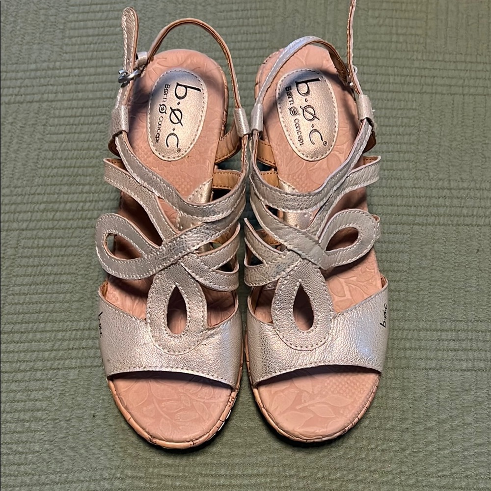 b.o.c. Cream Metallic Strappy Sandals Wynda